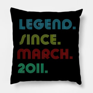 13 Years Old Legend Since March 2011 13th Birthday Pillow
