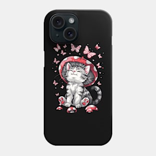 Mushroom Cat With Butterflies Phone Case