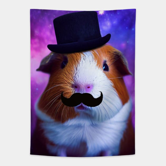 Dapper Guinea Pig in Space Tapestry by ARTWORKandBEYOND