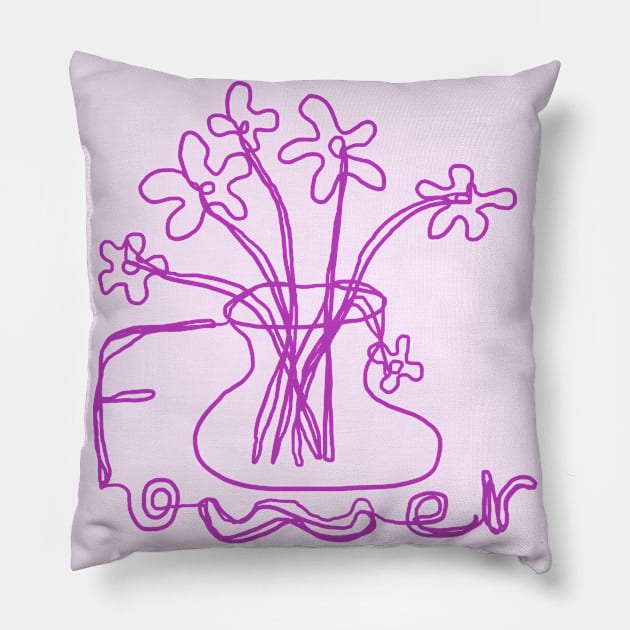 flowers, one line drawing Pillow by zzzozzo