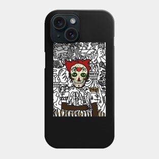 Yeti NFT - Mystical Doodle: Male Character with Mexican Mask and Dark Eyes Phone Case