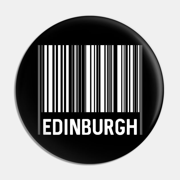 Edinburgh Bar Code Design (White) Pin by MacPean