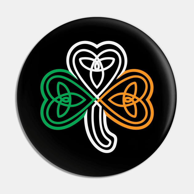 Ireland Flag Over a Celtic Knot Shamrock Pin by Finji