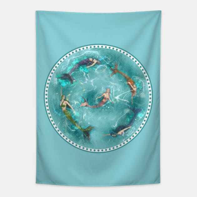 Synchronized Swimming Mermaids Tapestry by 2HivelysArt