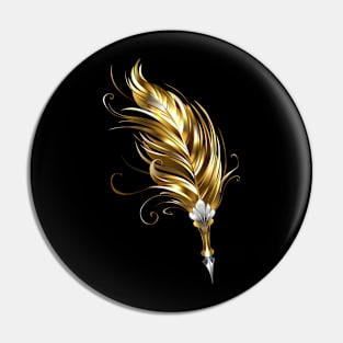 Gold feather pen Pin