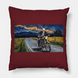 Biker Skeleton Pillow