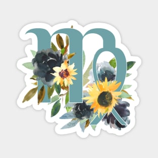 Virgo Horoscope Zodiac Blue Sunflower Design Magnet