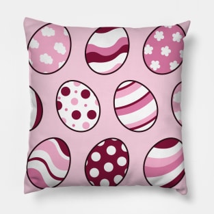 Egg Pattern | Pink | Stripes Clouds Flowers Dots Pillow