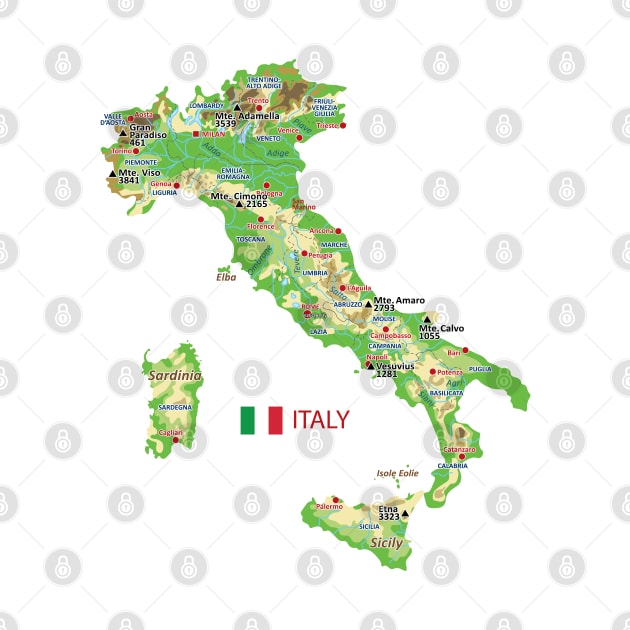 Geographic Italy map by AliJun