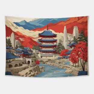 Bucheon South Korea Travel Tourism Retro Vintage Art Tapestry