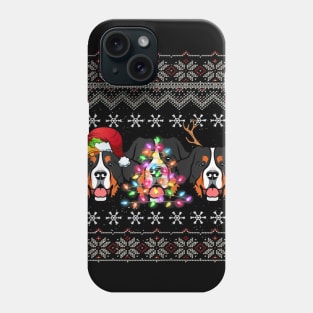 Christmas Bernese Mountain Gift Lights Santa Hat Three Dogs Phone Case