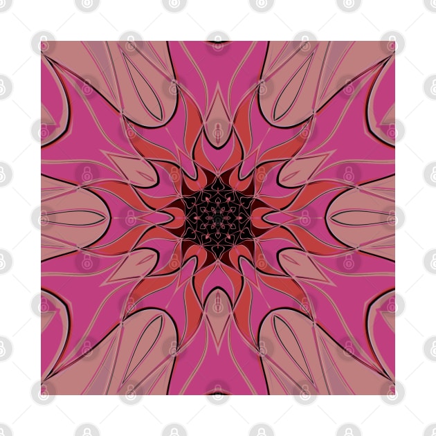 Cartoon Mandala Flower Pink by WormholeOrbital