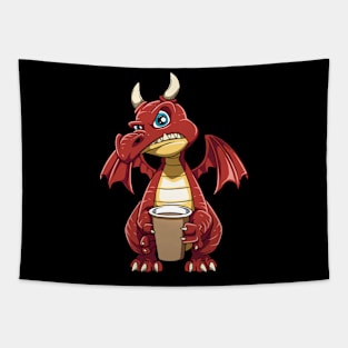 Funny Angry Dragon Coffee Lover Hate Morning Fantasy Animal Tapestry