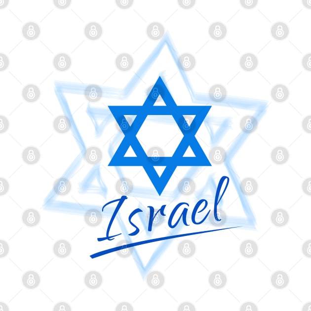 Happy Israel Independence Day Blue Star of David 2023 75th anniversary by sofiartmedia