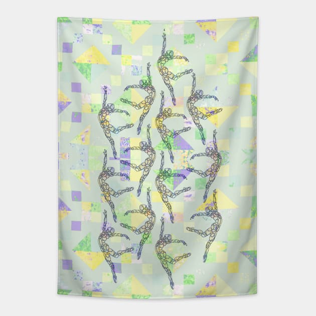 Active Pastel Quilt Tapestry by badlydrawnbabe