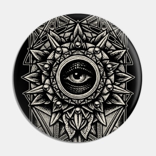 Sacred Geometry Seraphim Star Mandala Black Pin