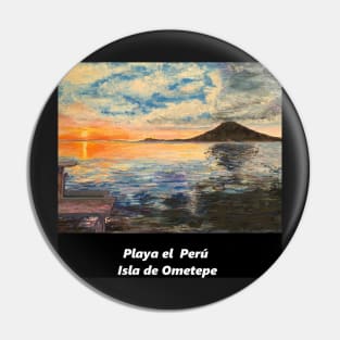 Playa el Peru Isla Ometepe Nicaragua Sunset Oil Painting Pin