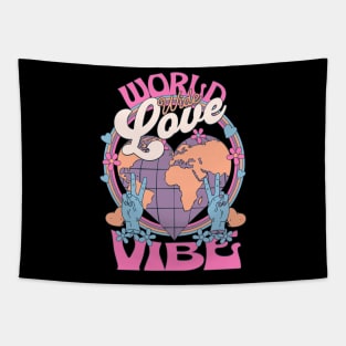 WORLD WIDE LOVE VIBE (pink/blue/purple) Tapestry