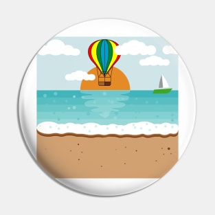 flying hot air balloon at the beach Pin