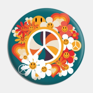 Love Peace and Flowers Pin