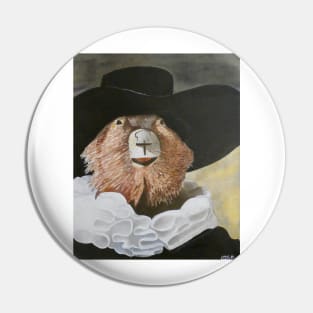 Portrait of an American Beaver in a Wide-Brimmed Hat Pin