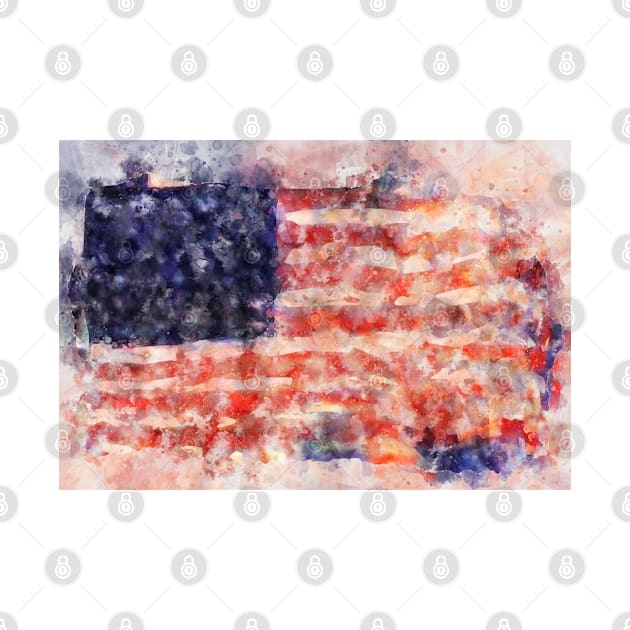 United States of America Flag Watercolor Rain USA by HappyGiftArt