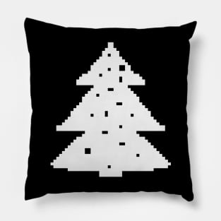 White Christmas tree pixel art Pillow