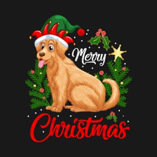 Merry Christmas cute, funny, artistic dog art T-Shirt