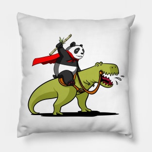 Panda Bear Riding A T-Rex Dinosaur Pillow