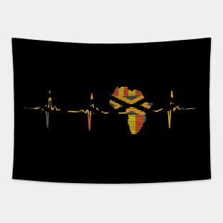 Africa Map, Kente Pattern, Heartbeat, Love Africa Tapestry