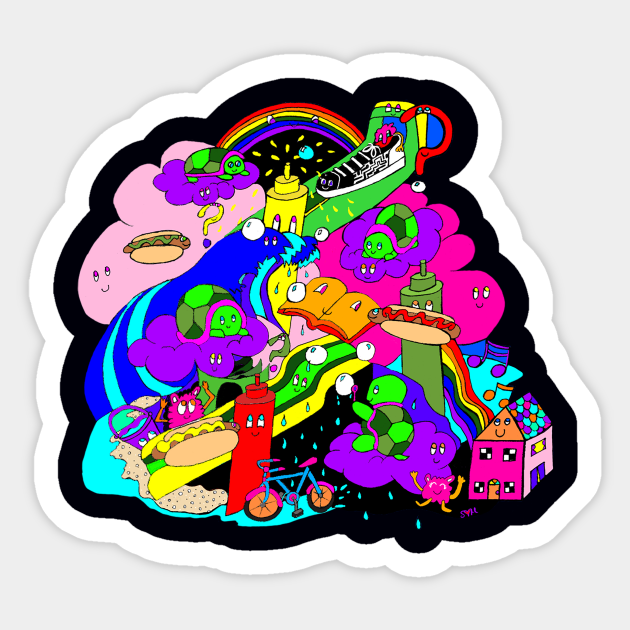 Turtle in the Clouds - Trippy - Sticker