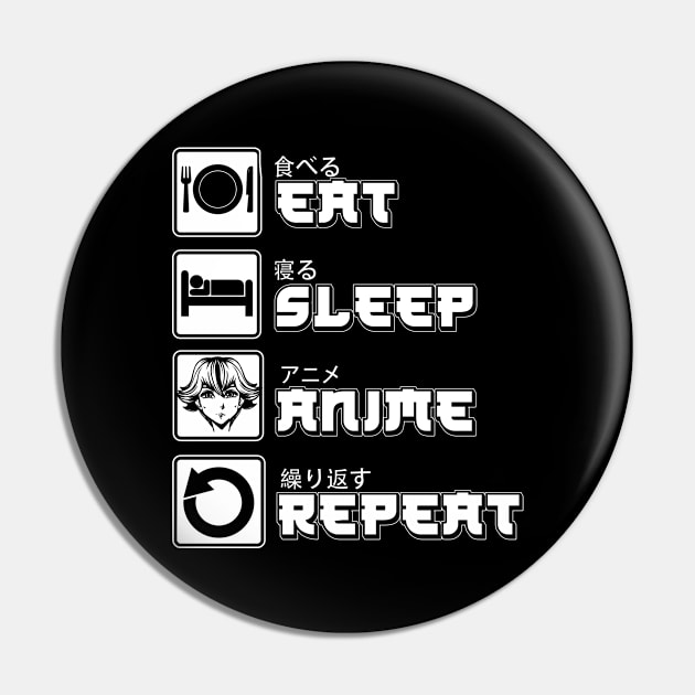 Eat Sleep Anime Repeat Anime Merch Otaku Pin by wbdesignz