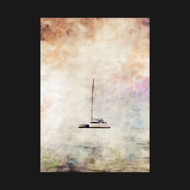 Sail boat at sea, watercolour painting by simonrudd