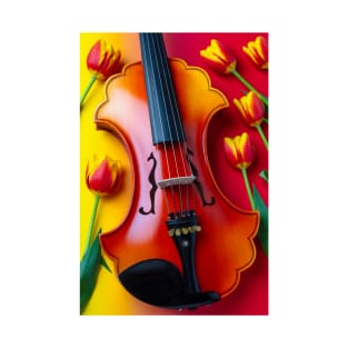 Yellow And Red Tulips And Baroque Five String Violin T-Shirt