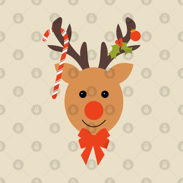 Christmas Reindeer, Holly and Ornaments by lymancreativeco