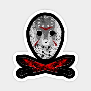 Bloody Horror Mask and Machete Magnet