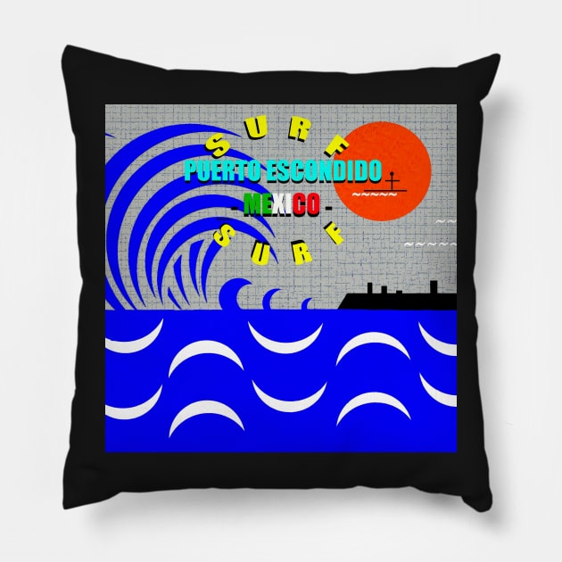 Surf Puerto Escondido Mexico design A Pillow by dltphoto