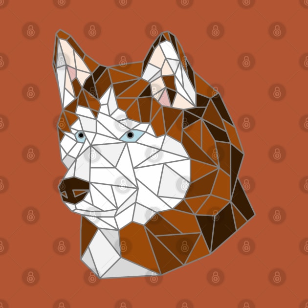 Siberian Husky Copper Stained Glass by inotyler