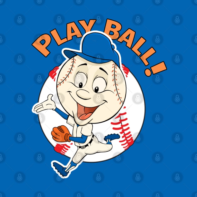 Play Ball! Mets Baseball Mascot Mr Met by GAMAS Threads