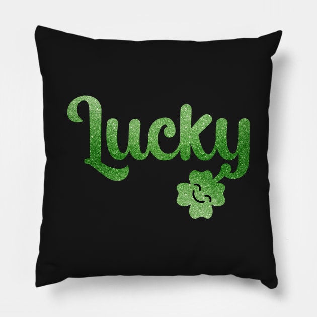 Lucky Irish with Cute Four Leaf Clover Pillow by VicEllisArt