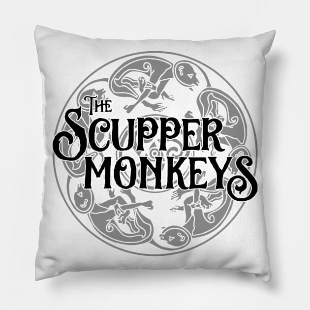 Celtic Monkey Logo (Dark Version) Pillow by The Scuppermonkeys