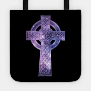 Purple Celtic Cross Medieval Christian Tote