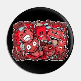 Red and Blue graffiti cartoon characters Pin