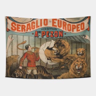 Vintage Circus Poster Seraglio Europeo Tapestry