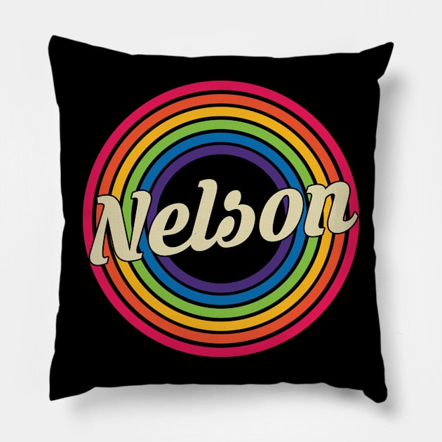 Nelson - Retro Rainbow Style Pillow by MaydenArt