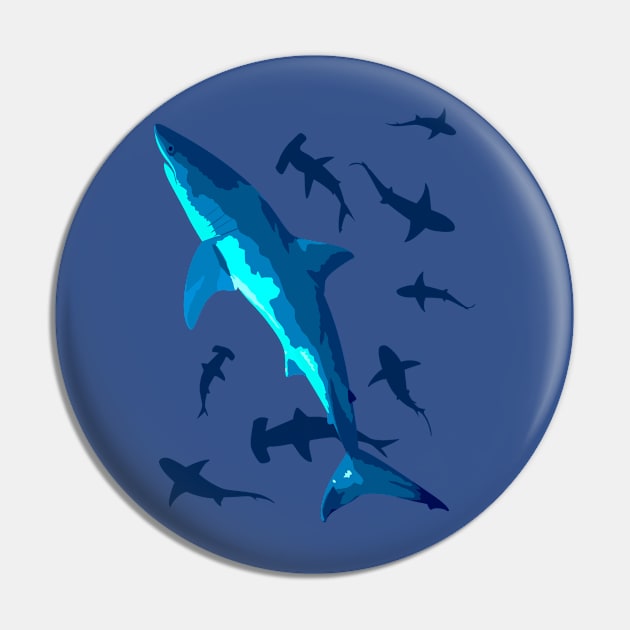 Sharks in the Ocean Pin by albertocubatas