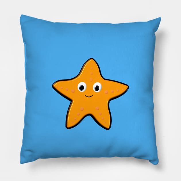 Cute starfish Drawing Pillow by Braznyc