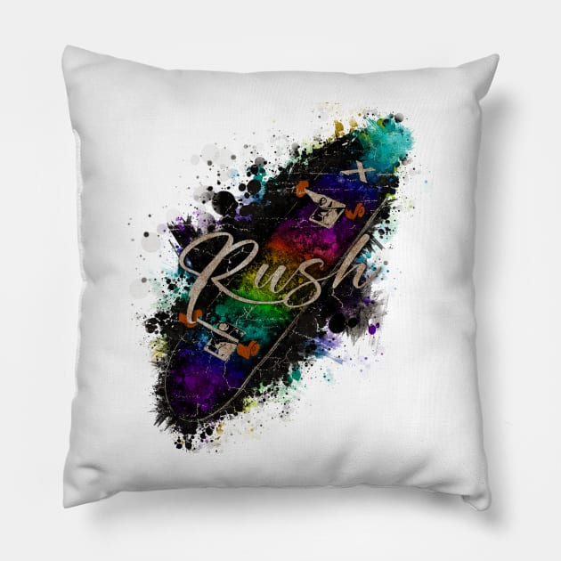 Skateboard X RUSH VINTAGE Pillow by GLOBALARTWORD