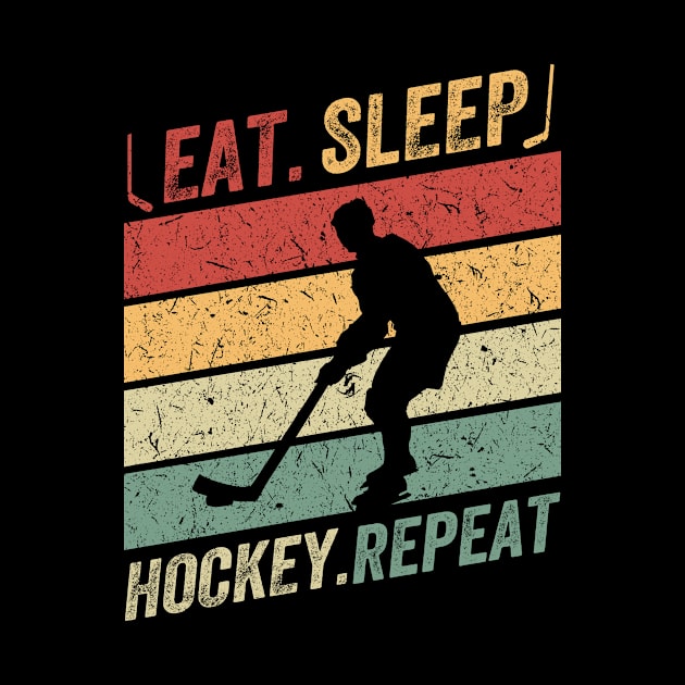 Eat Sleep Hockey Repeat Retro by baggageruptured