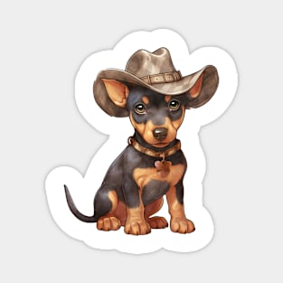 Cowboy Doberman Pinscher Dog Magnet